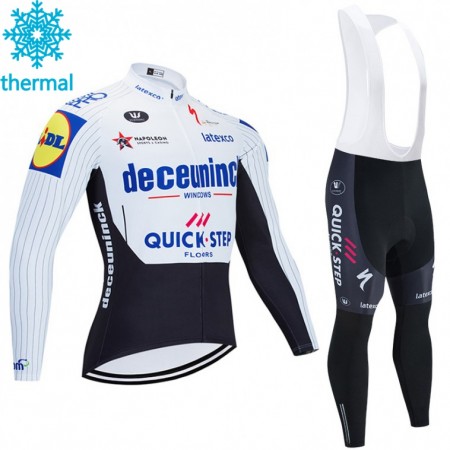 Tenue Cycliste Manches Longues et Collant à Bretelles 2020 Deceuninck-Quick-Step Hiver Thermal Fleece N004